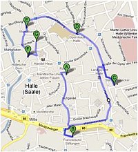 Wegplaner der Stadtführung (Quelle: http://maps.google.de)